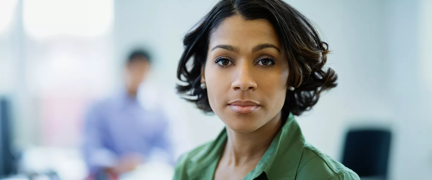 Woman looking directly at camera